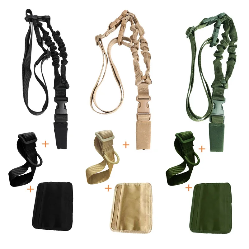 CS Single-Point Outdoor Sports Shoulder pad Fast Detachable Elastic Rope Sling Heavy-Duty Rubber Band Strap Hook for Hunting