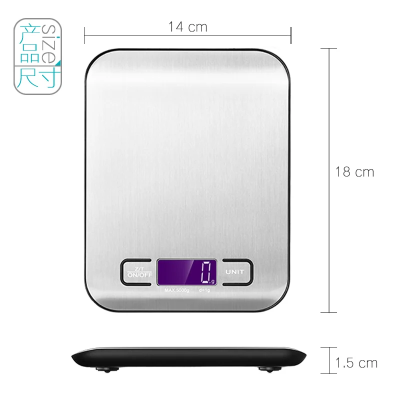 Amazon Hot Sell Bascula Cocina Multifunction Smart Scale Custom 5 kg Stainless Steel Digital Weighing Kitchen Scales for Food