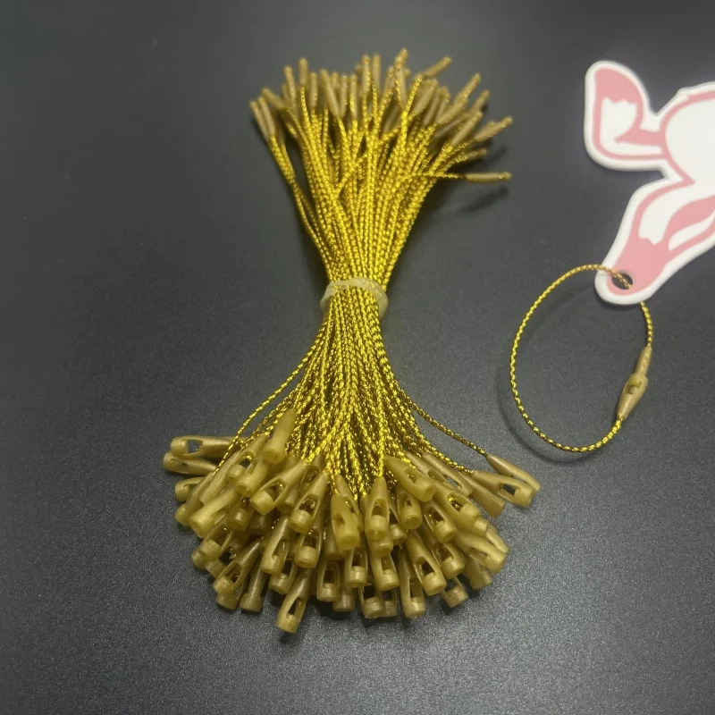 Custom 10cm Gold Wire Rope Label Hanging Paper Plastic Cloth Hang Tag for Garments Shoes Bags-Custom Price Tag
