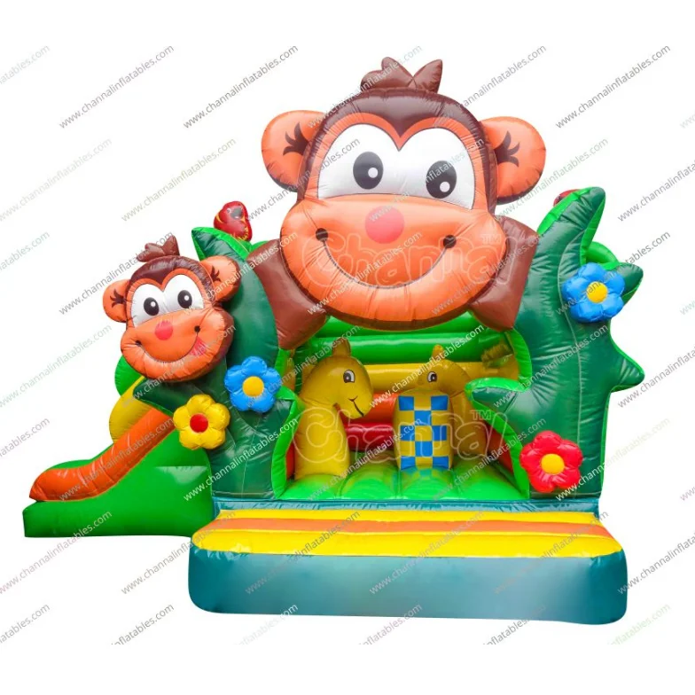 Monkey Small Combo Anime Figure Games Bounce House Bass Guitar 5 String Party Rental Equipment Jumping Castle for Kids