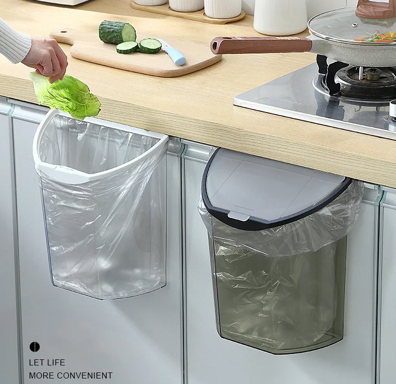 Hot Selling Waste Plastic Kitchen Bins Basket Garbage Bathroom Wall-mounted Trash Can With Lid