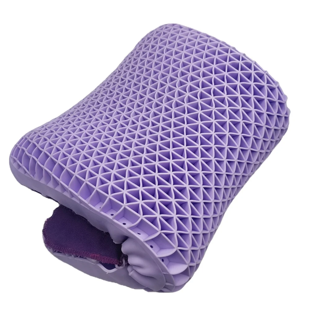 
3d gel honeycomb pillow with good air circulation tpe Washable pillow Thermo plastic Elastomer Purple Pillow 