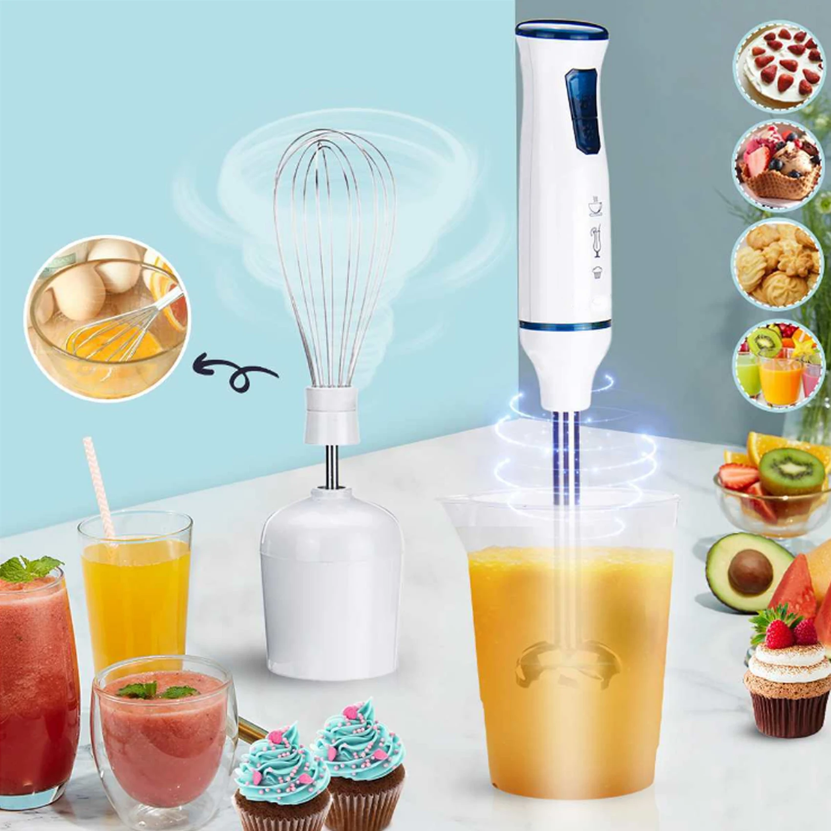 3-in-1immersion blender set 2-speed household high power Electric hand blender electric with Food Chopper Egg Beater