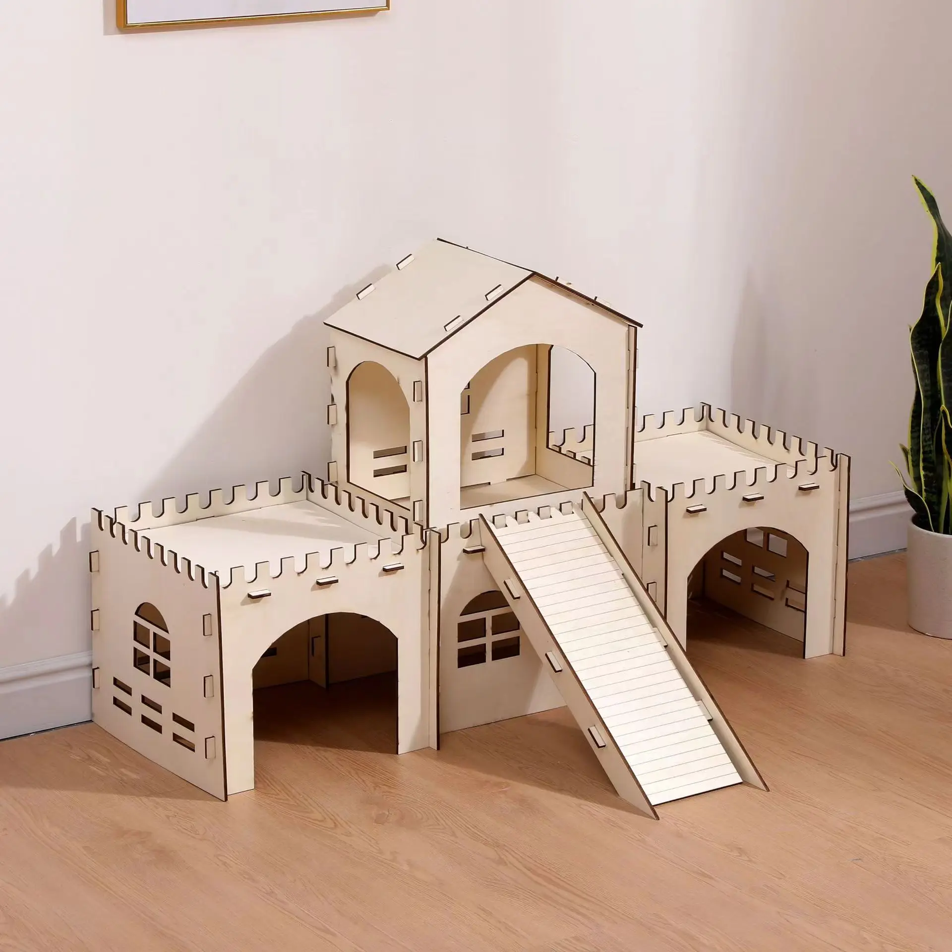 Customizable wooden rabbit hiding castle super large rabbit house