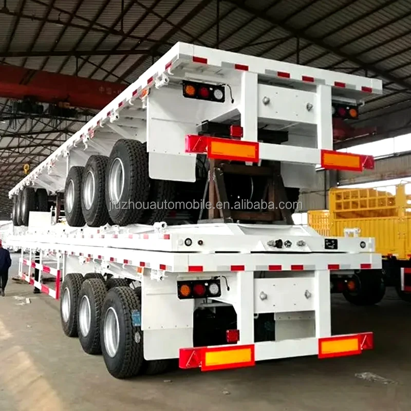 Direct Sale 40ft-45ft Flatbed Container Factory-priced 3 Axles Semi-trailer For Sale 40ton 60ton Capacity