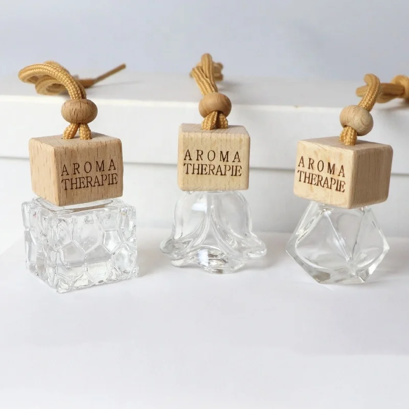 FinRu Empty Refillable Car Air Freshener Bottle Hanging Fragrance Diffuser Perfume 5ML Clear Glass Bottle Car Pendant