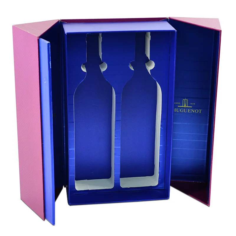 Reusable Flat Delivery Custom Collapsible Gift Box For Gin Drink And Wine Glass Boxes Foldable Magnetic Wine Gift Box