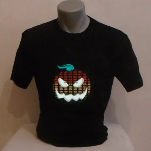 Halloween evil pumpkin el panel flashing sound activated men tshirt light up led T shirt