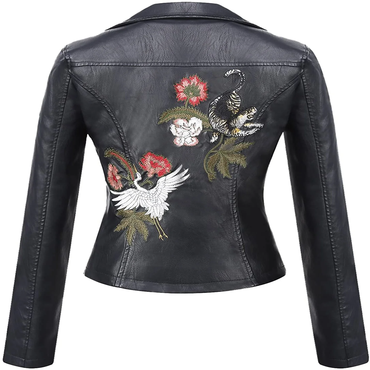 Motorbike Studs leather Custom Printing Wind Breaker Women Fashion Jacket women short jacket