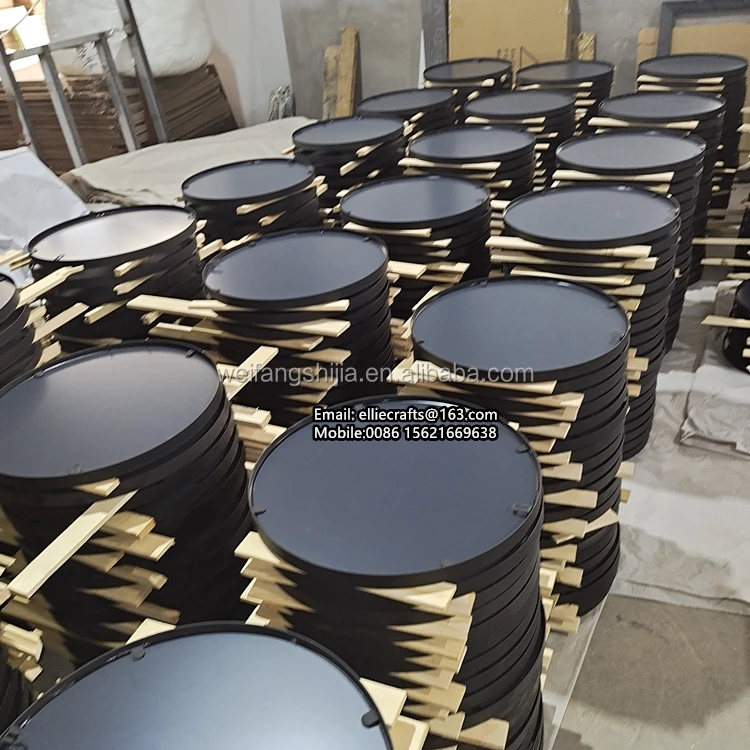 Wholesale 24 inch Wall Round Mirror, Large Wall Mounted Circle Mirror Black Metal Frame Mirror espelhos Espejo