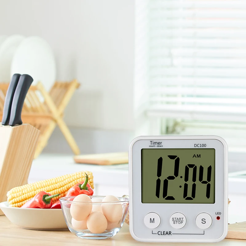 2021 New White ABS Cooking Chef Food LCD Electronic Countdown Mechanical Cute Clock Egg Digital Kitchen Timer With