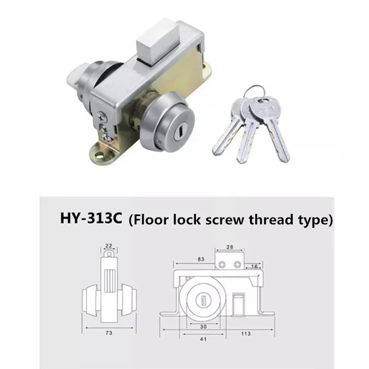 KFC door lock universal type aluminum alloy profile door double-headed cylinder lock cylinder framed glass door accessories grou