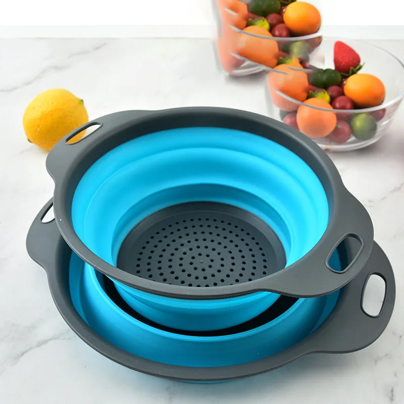 PP size round collapsible retractable drain basket filter fruit and vegetable storage fruit basket vegetable basket