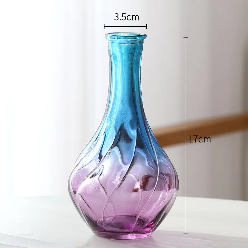 Nordic Creative Simple Glass Vase Transparent Hydroponic Plant Colored Vase Office Table Decorative Glass Manufacturer