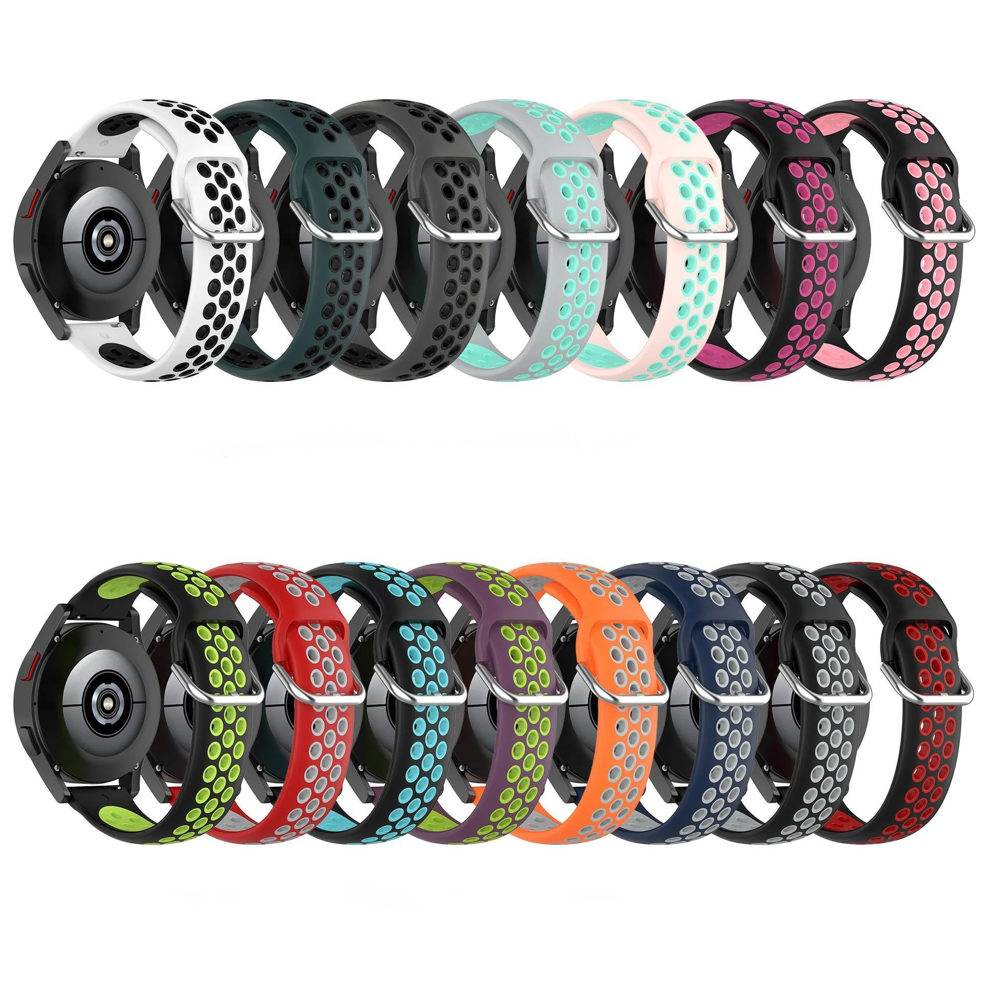 Colorful Breathable Silicone Straps 20mm 22mm Replacement Straps for Samsung Galaxy Watch Amazfit GTS 2 3 Silicone Watch Band