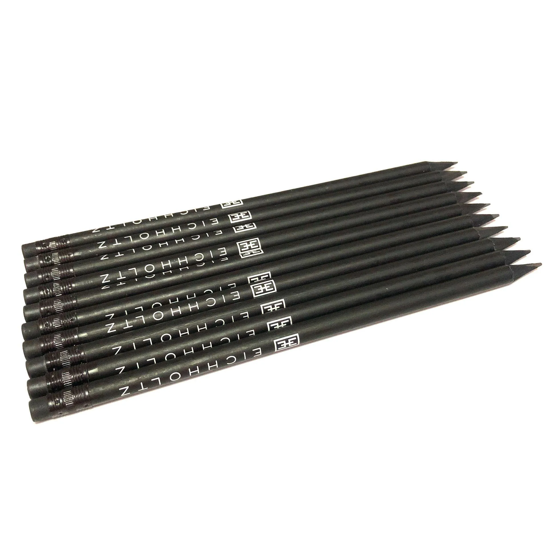 Custom Printed LOGO Standard Black Lead HB Wooden Pencils With Eraser  , elegant printing
