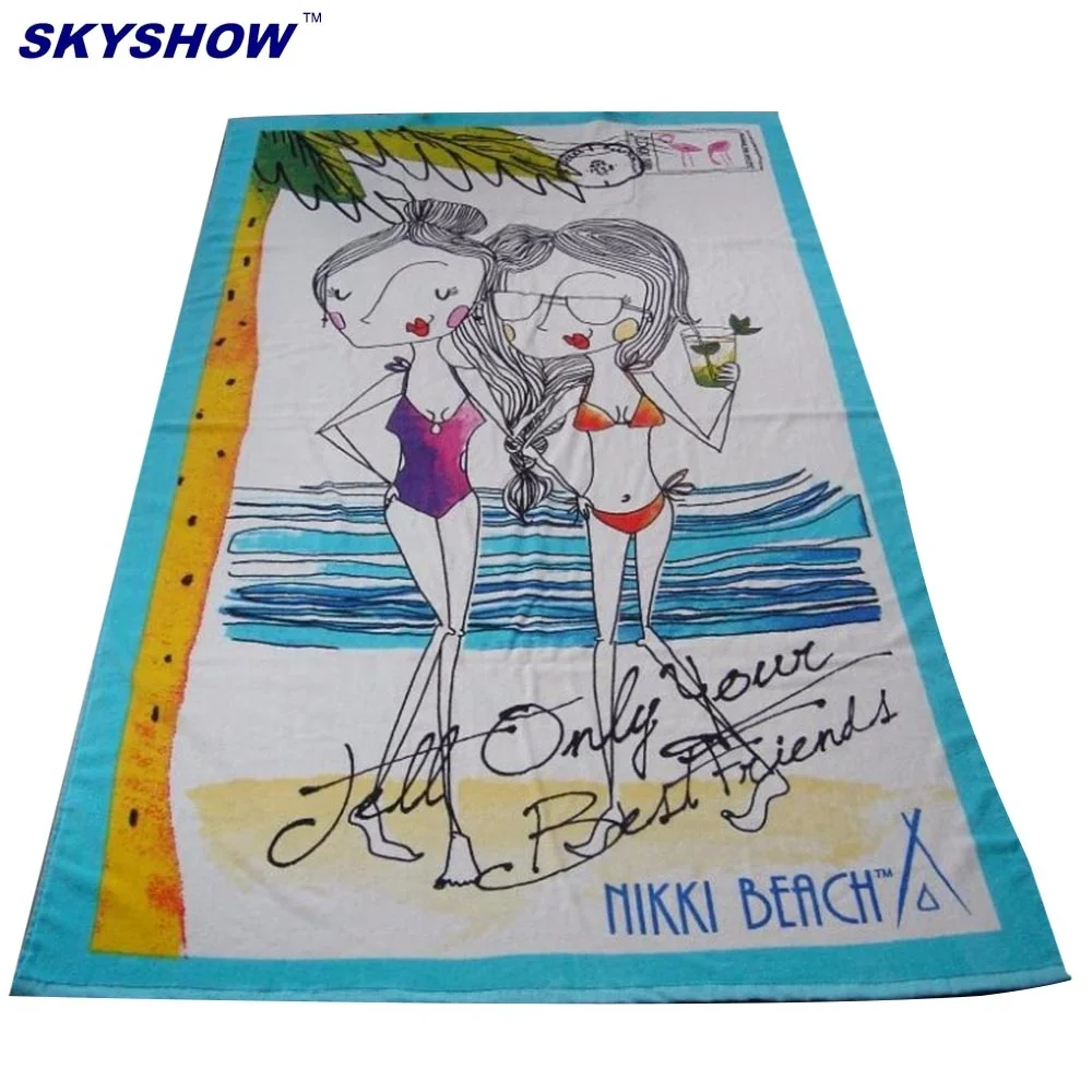 classic 100% cotton beach towel Hot Sale Cartoon Photo Print Imabari  Beach Towel For Child