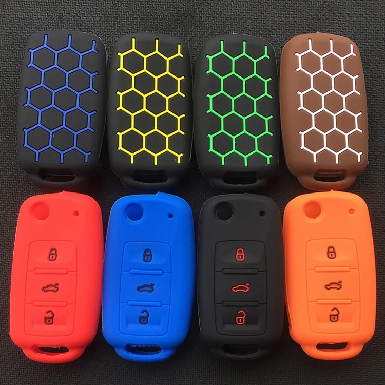 Silicone Key Fob Protector Girl Car Key Case Full Protection 3 Button Smart Keys Cute Shell Holder For Volkswagen Golf GTI R32