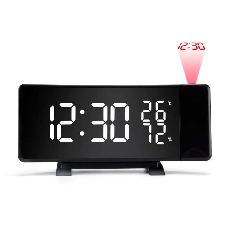 New Design Factory Wholesale Best Selling Projector Table FM Radio Alarm Clock with Dual USB Charging Port