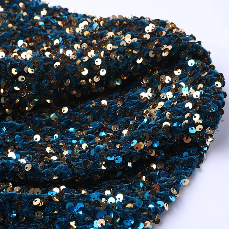 Модная Бархатная ткань с блестками и вышивкой, женская одежда, платье, ткань с блестками