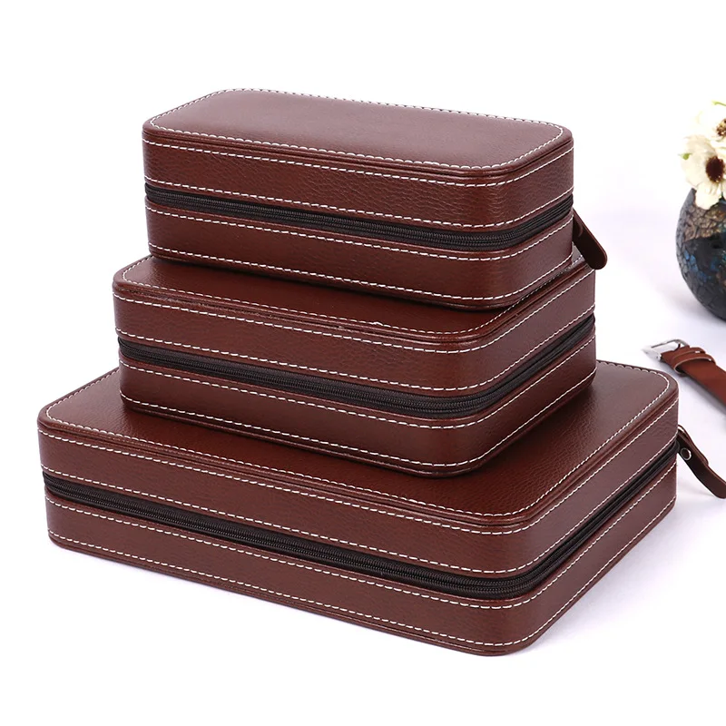 8 Slots  custom black luxury pu leather watch storage display bag