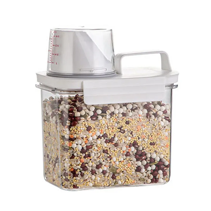 1100ml household storage jar with measuring cup, rice, grains and cereals, cat and dog food