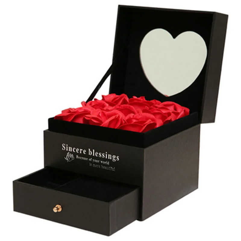 Ящик для ожерелья, Подарочная коробка с розами, День Святого Валентина, для мамы, дня любви, мыло, Подарочная коробка с розами