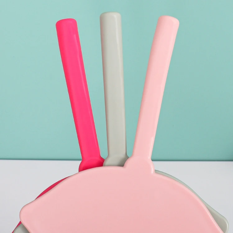 Custom Logo Salon Hairdresser Lips-Shaped Handheld Portable Cosmetic Vanity Makeup Hand Held Mirror With Handle