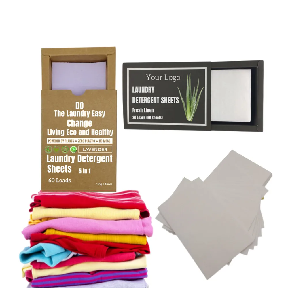 Private Label Eco-friendly Fresh Scent Deep Clean Detergent For Clothes No Plastic Laundry Detergent Sheets
