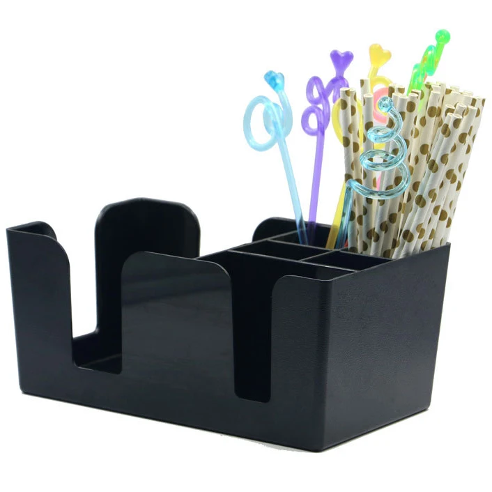 Multifunctional Plastic Bar Accessories Compartments Organizer Condiment Napkin Holder Bar Caddy