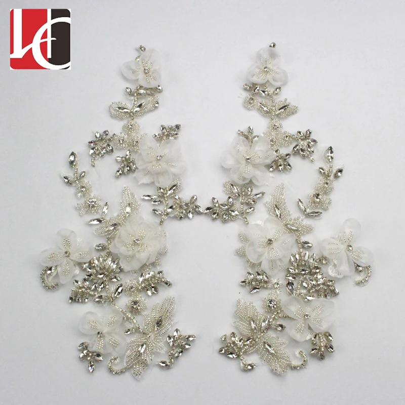 HC-6885 Hechun wholesale high quality crystal rhinestone wedding dress applique