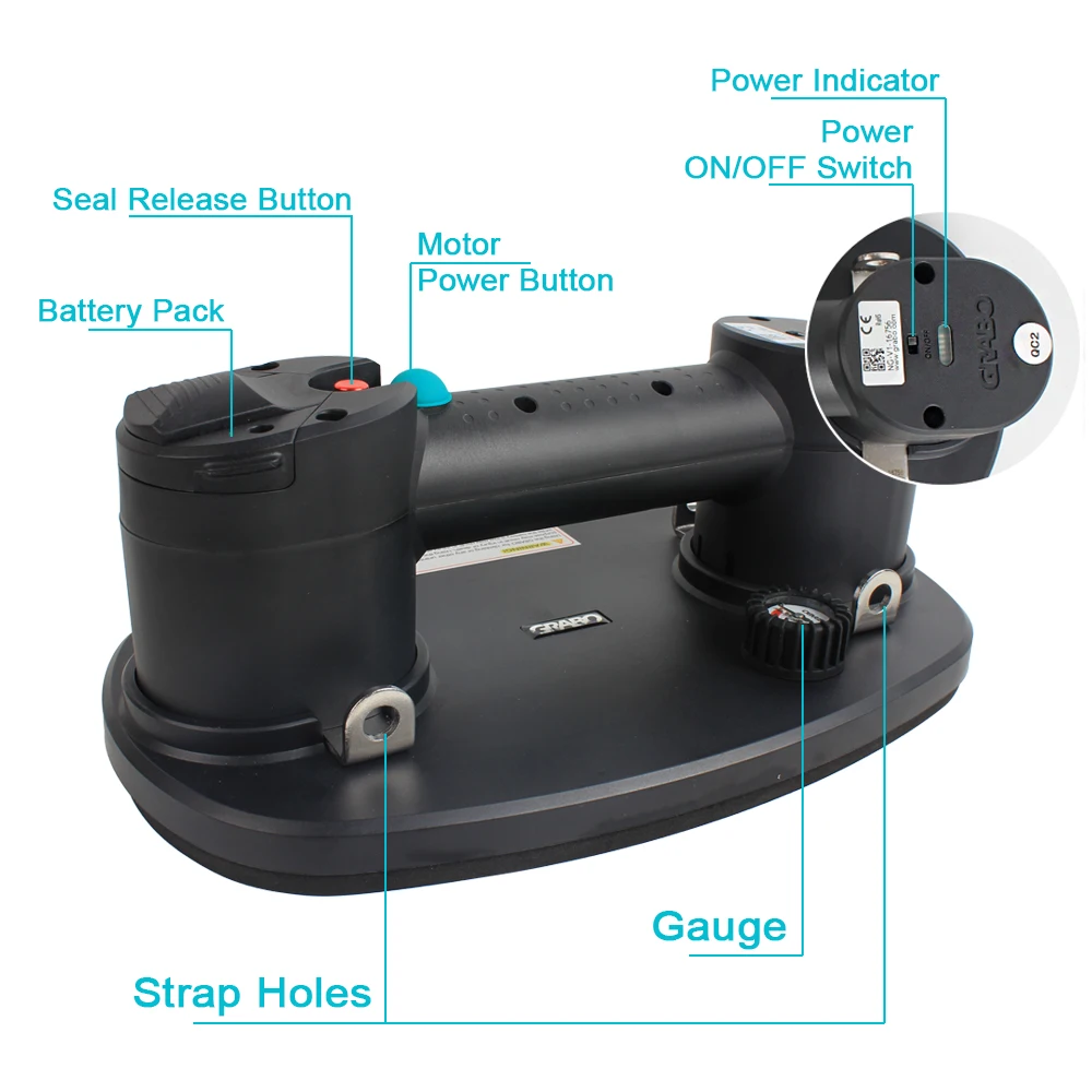 Электрический вакуумный подъемник Raizi Grabo с присоской для стеклянной плитки дерева стен камня гранита мрамора
