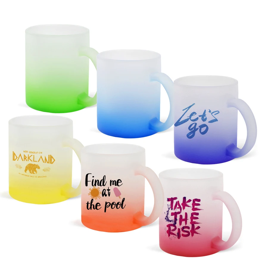 11oz Sublimation blank Gradient colours Personalized Frosted surface glass beer mugs standard size glasses