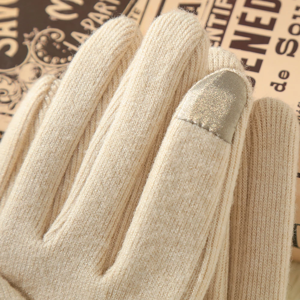 Autumn and winter warm cashmere Korean version of students outdoor cycling ladies gloves