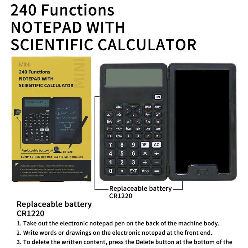 Mini folding doodle board multifunction Pockets calculator writing pad science drawing  LCD tablet digital kids education