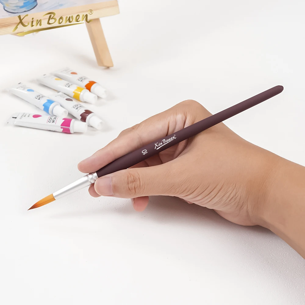 Xin Bowen Professional Art Brush Set 5-Piece Matte Paint Rod Nylon Hair with Wood Handle for Artistic Painting