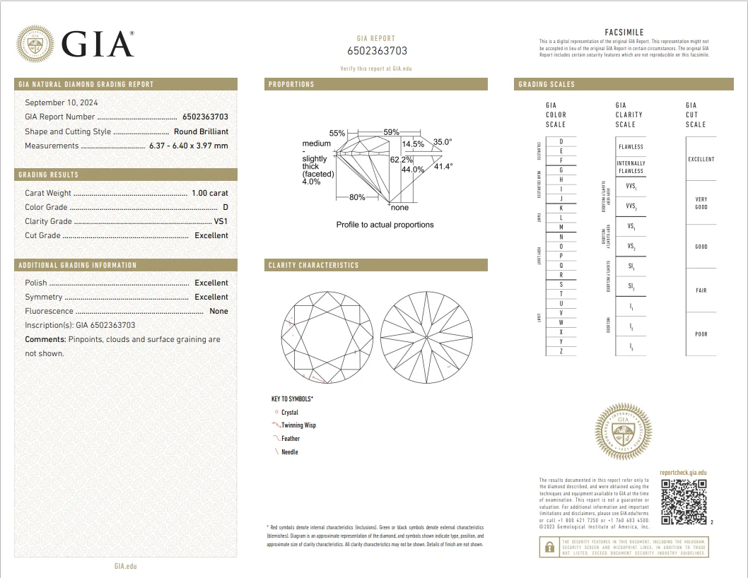 KOK High Quality Fine Jewelry Diamond Supplier 1.0 Carat GIA Natural Round Diamond D Color VS1 EX EX EX for Engagement Wedding