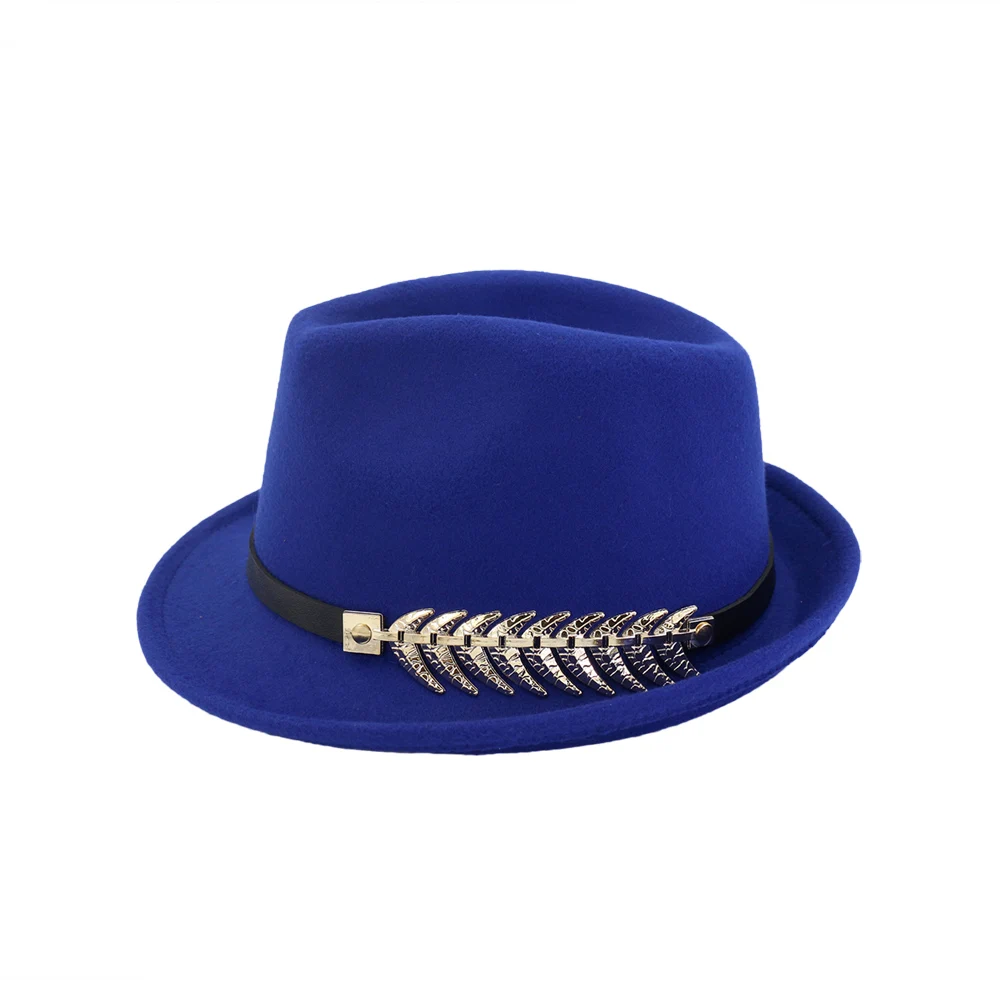 Autumn Winter Trendy Fedora Bucket Hat Classic Wool Dome Round Roll-up Brim Bowler Hats