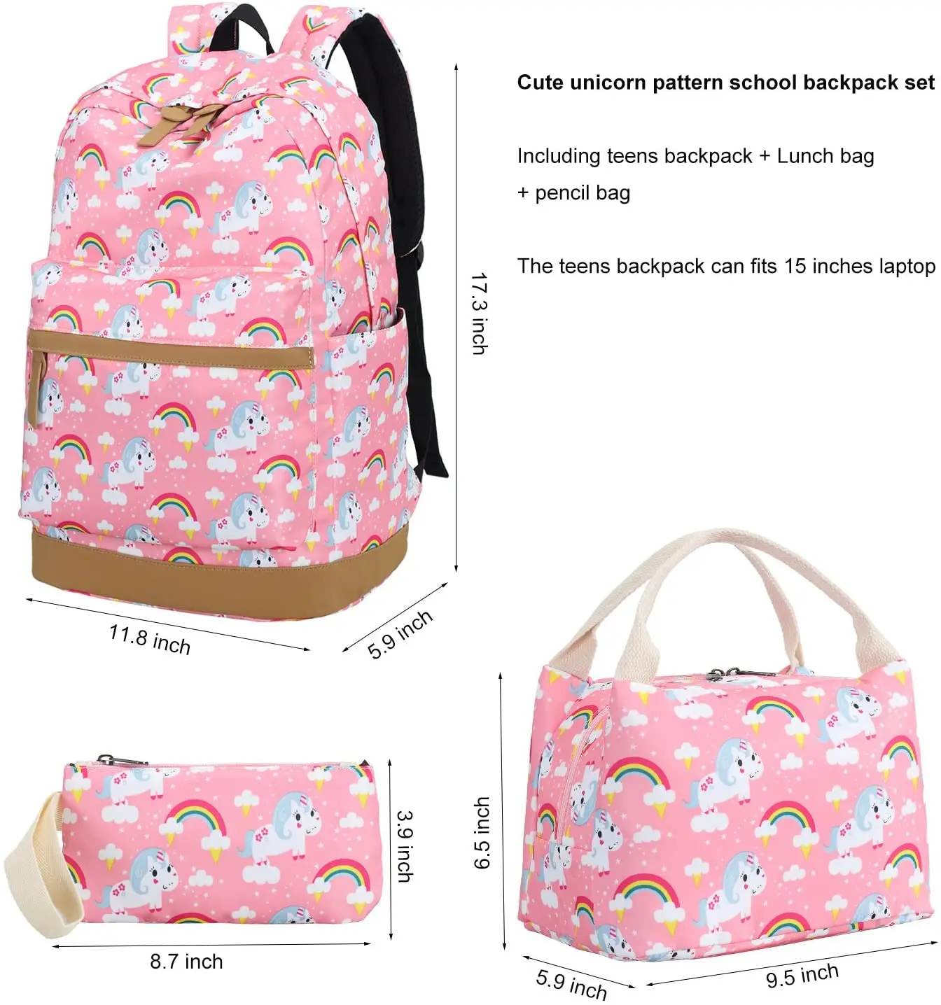 Unicorn School Backpack  Girls school Bag Bookbags