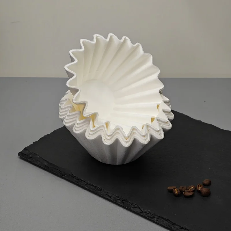 Brew Wooden Pulp Wave Basket Bowl Cake Type Coffee Filter Paper Filters 100 Pieces Paper Coffee Filters
