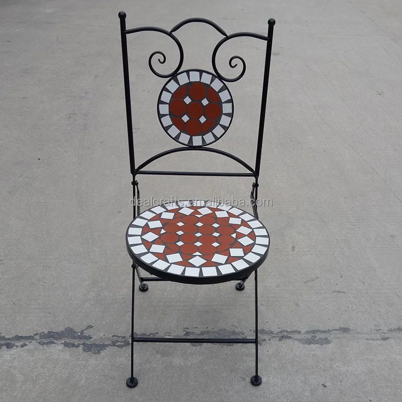 Mosaic garden table with 2 chairs outdoor furniture set decor terracotta pottery