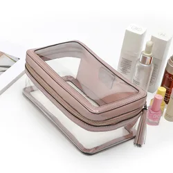 Custom Logo Carry on transparent travel toiletry Bag PVC cosmetic Bag with zipper