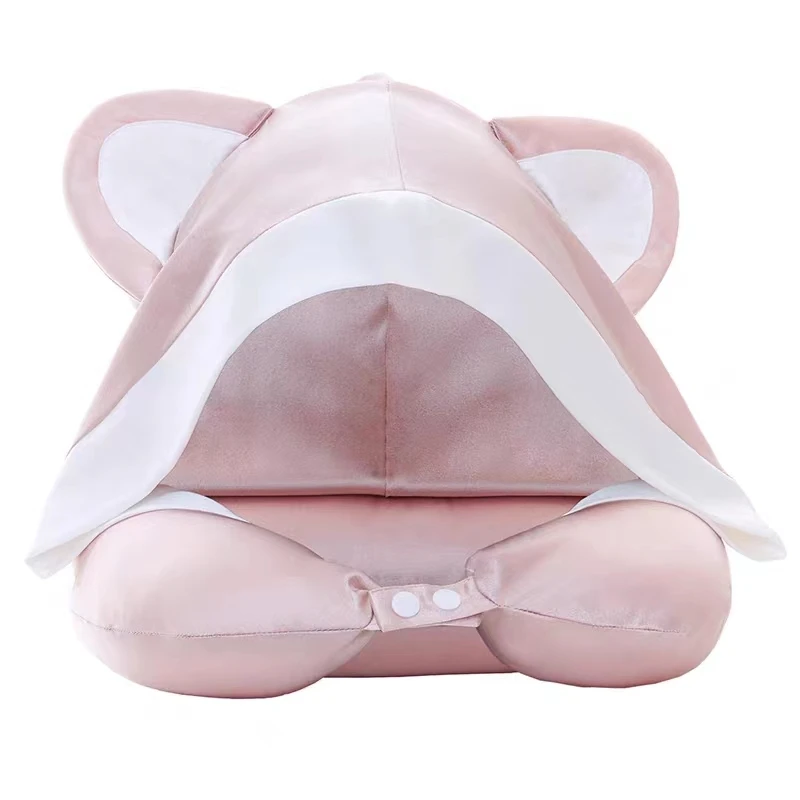 Flying Pillow Cat travel aircraft pillow silk pillowcase hat sleep shading U-shaped neck pillow