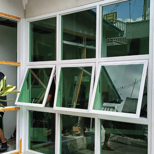 Beigeman Luxury Modern Style Aluminum Awning Windows Soundproof aluminum glass Windows bathroom Double-Glazed Top Hung Windows