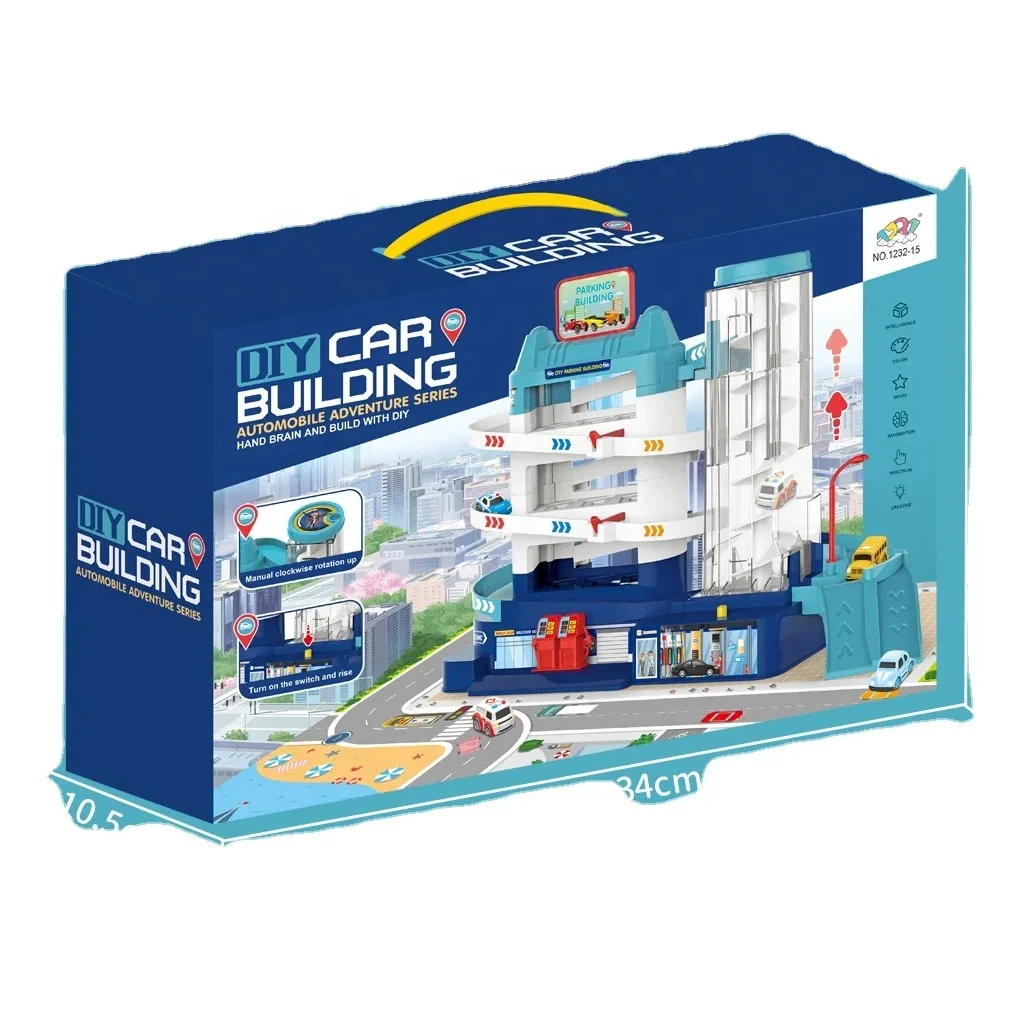 2024 new product idea Small DIY adventure parking lot building assembly electronic city track car slot toy styles toys for kids