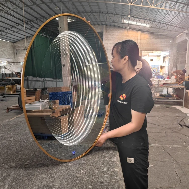 Wholesale Factory Bathroom LED Lighted Wall Mirror Fashion Bathroom Decor Vanity Mirror Memory Dimmable Touch Switch Control