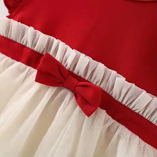 New Korean Summer Sleeveless Mesh Princess Dress Solid Sweet Girls Dress