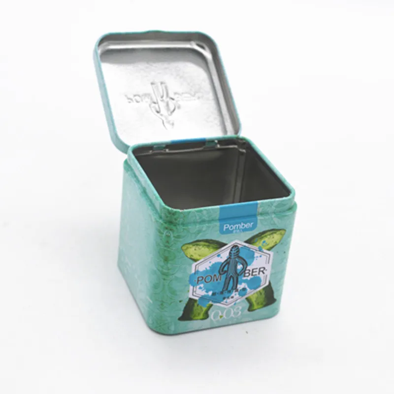 60x60 square flip hinge metal packaging Square Black Custom Printed Tea Packing Tin Box