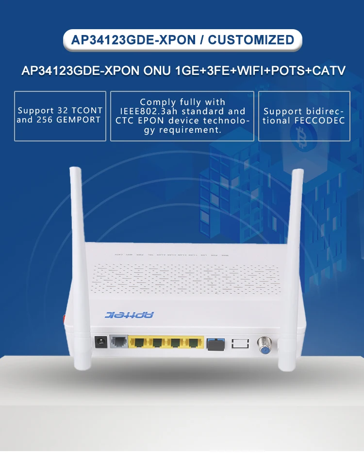 
1 Gigabit 3 FE CATV WIFI Tel XPON ONT ONU FTTH usage 