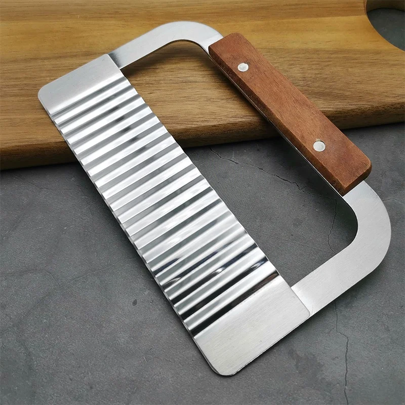 Household Items French Fry Cutter Potato Chip Slicer Onion Crinkle Blade Crinkle Cutter with Wave Shape Blade